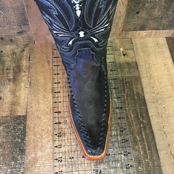Los Altos Pointed Toe Western Black Cowboy Boots Mens 8.5 EE - Picture 3 of 12